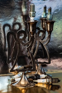 candele, angeli, ferro, riflesso, candelabro, candelieri, grigio, muro, metallo, ombra, nero, sagome, vetro, bianco, originalità, ceramica