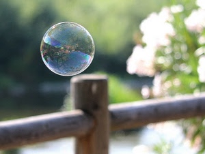staccionata, sfera, bolla, riflesso, legno, verde, sapone, fiori, sfocato, bianco, riflessi, palla, sfocatura